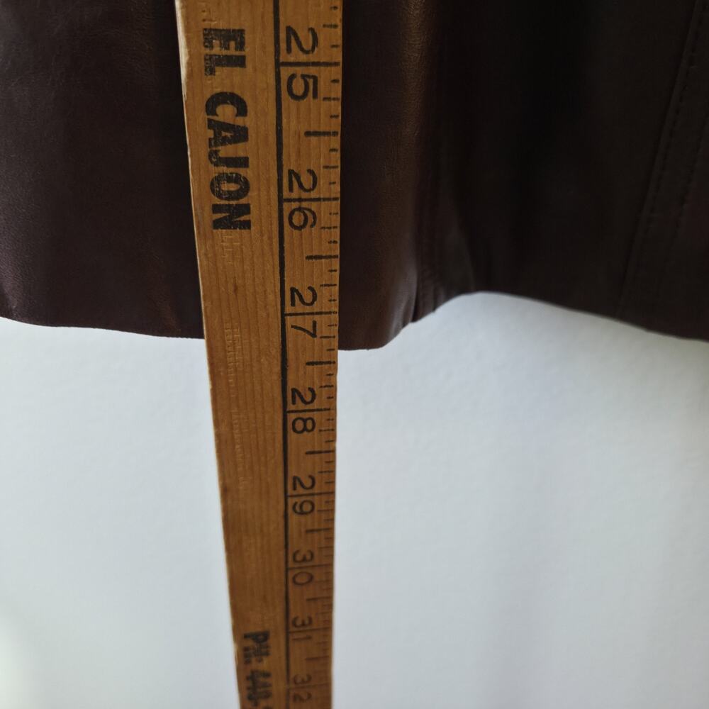 St Saint John Marie Gray Leather Mink Trimmed Jacket Full Zip Satin Lined Sz S - Picture 13 of 13